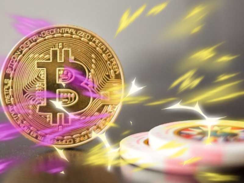 bitcoin on the table with chips
