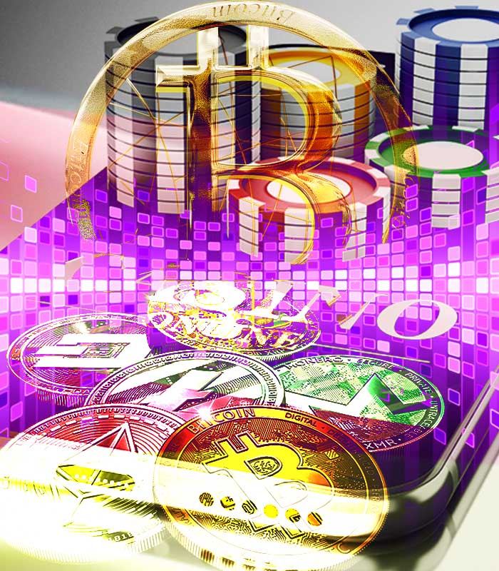 crypto coins on the smartphone